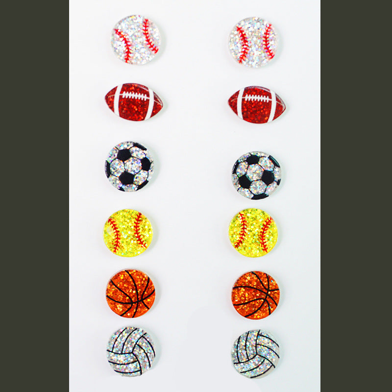 Wholesale 2 Pairs/Pack Shiny Football Baseball Acrylic Earrings ACC-ES-HY098