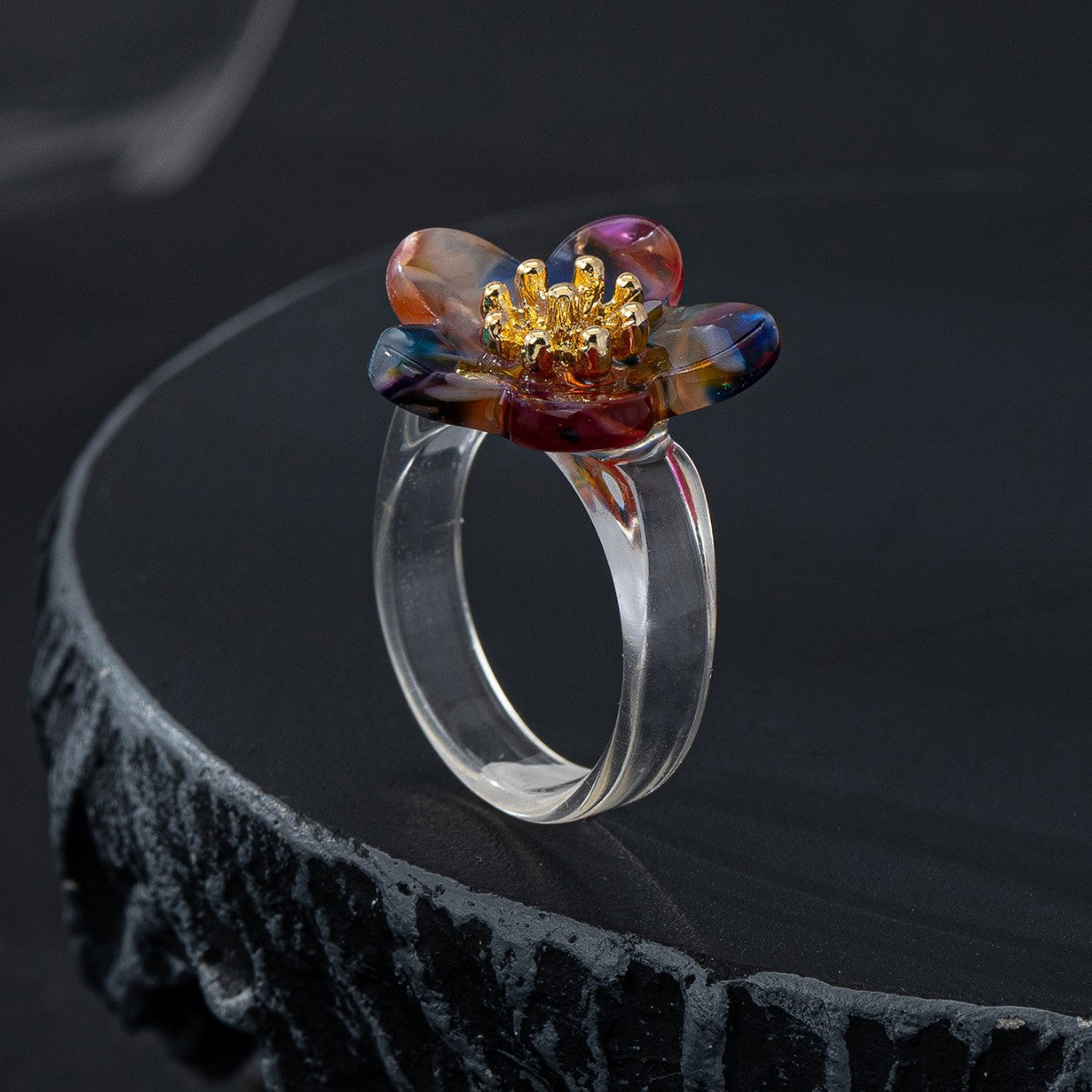 Wholesale Camellia Flower Ring - Trendy Acrylic Jewelry Accessory,  Boutique Resale Gift