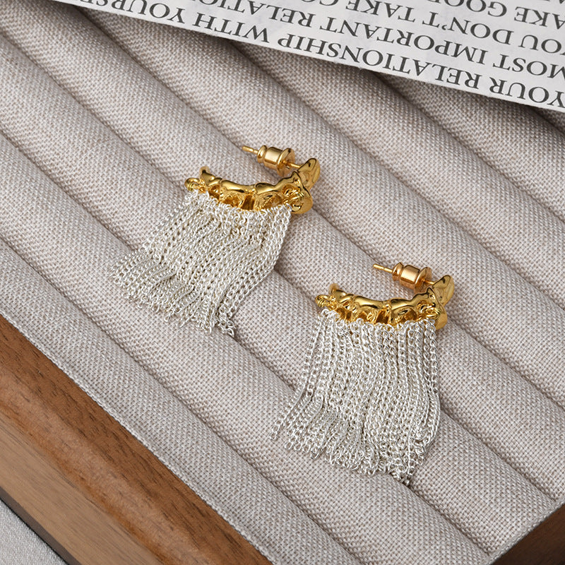 Wholesale Metal Geometric Chain Tassel Earrings