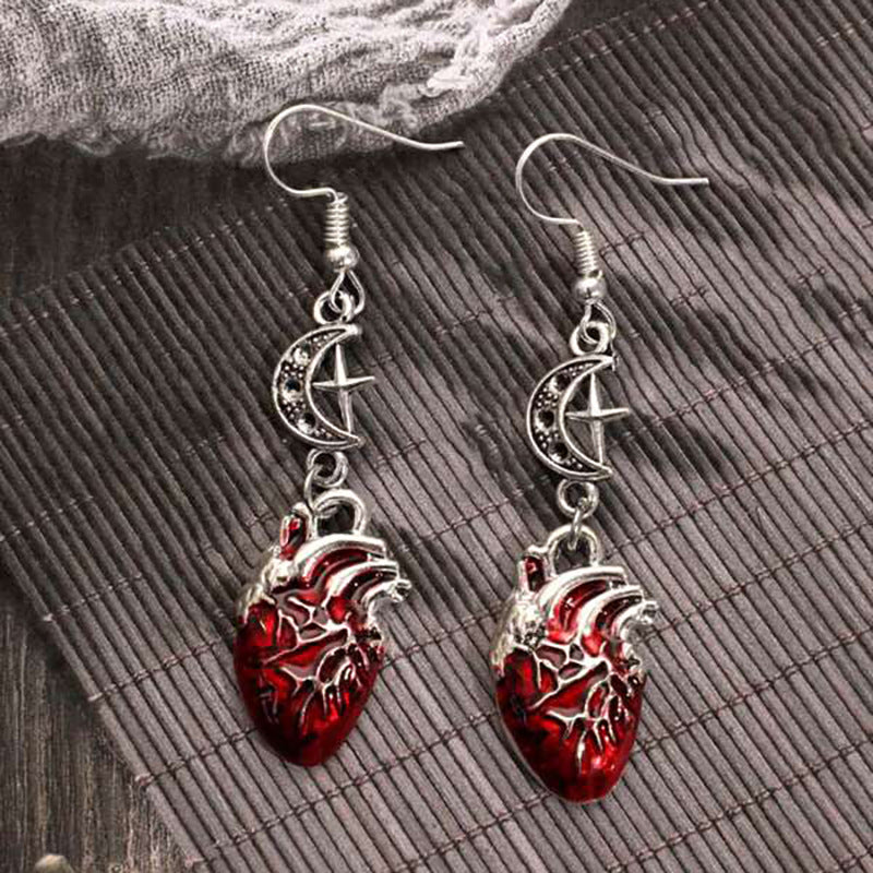 Wholesale  Gothic Beating Heart Crescent Cross Earrings