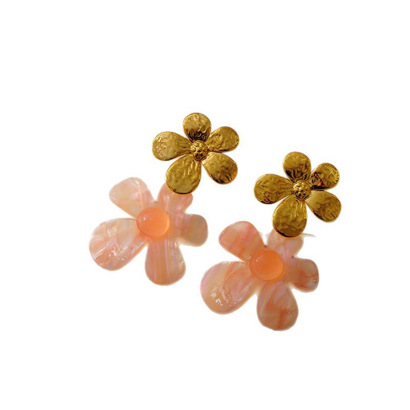 Wholesale Stainless Steel Five-petal Flower Earrings