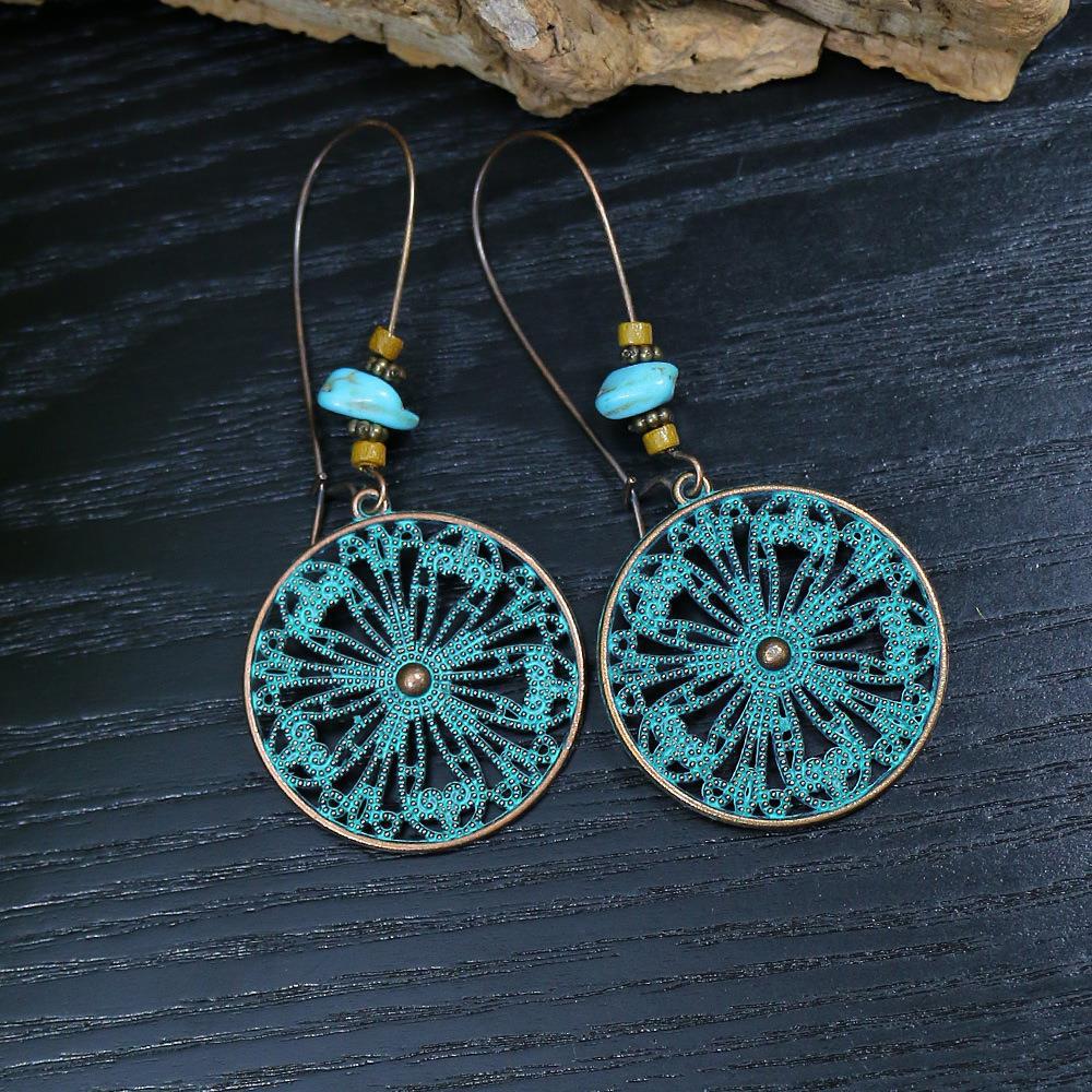 Wholesale Alloy Ethnic Vintage Tassel Drop Earrings - Trendy Everyday Jewelry Accessory