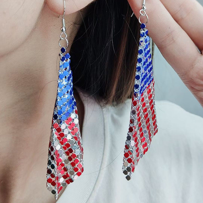 Wholesale American Independence Day Elements Red White Blue Flag Acrylic Earrings