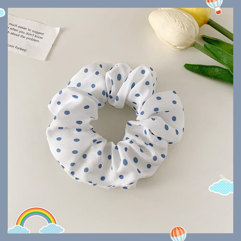 Wholesale Blue Plaid Hair Rope Floral Polka Dot Hair Ring Hair Scrunchies ACC-HS-Weim003