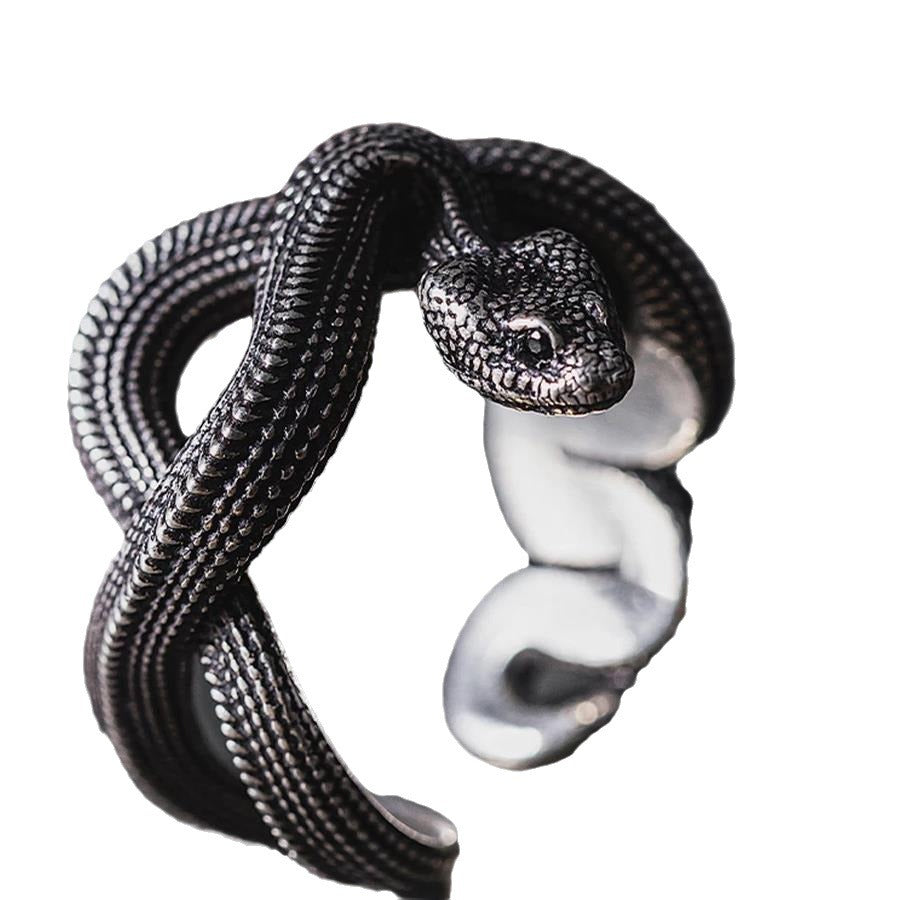 Wholesale Dark Punk Vintage Snake Ring Ancient Silver Alloy Unisex Fashion Accessory Gift