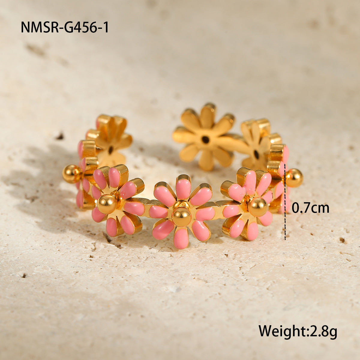 Wholesale flower ring stainless steel 18k gold  ring
