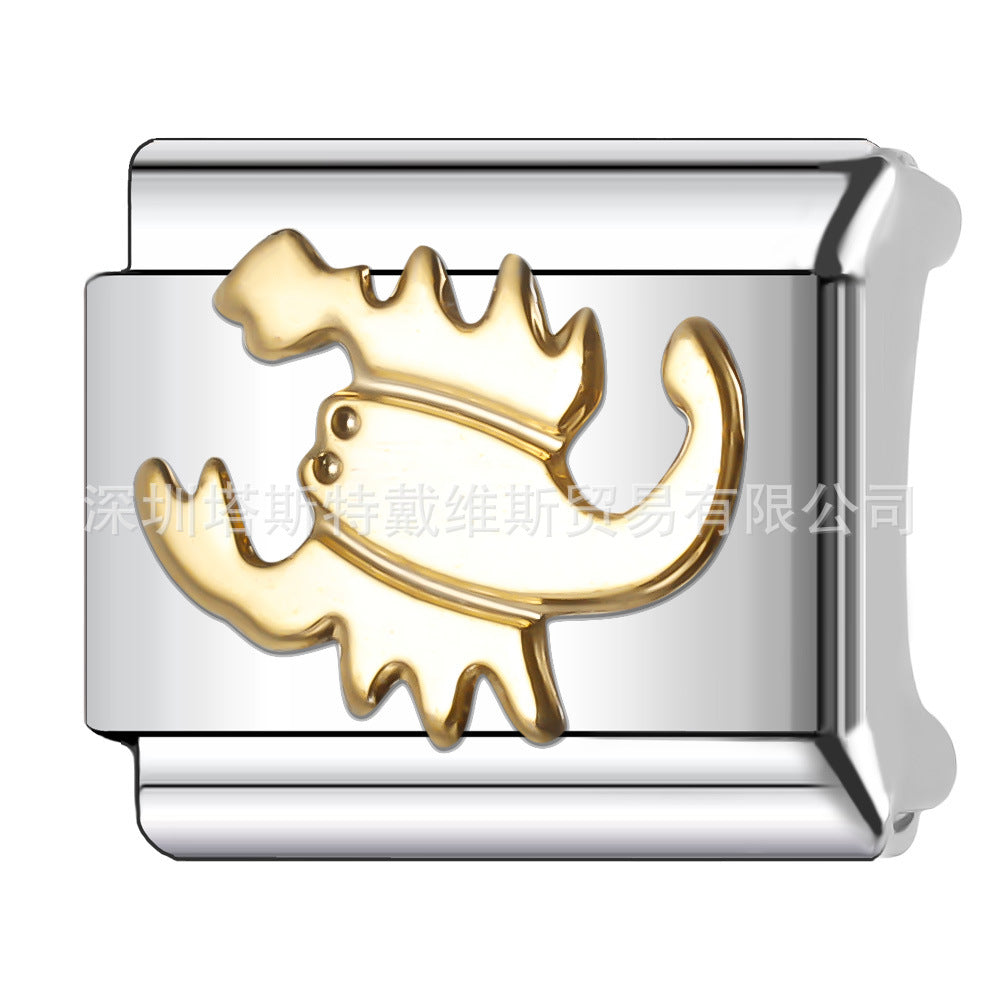 Wholesale 9mm Italian Charm Starter Bracelets DIY square Single Section Creative Stainless Steel Composable Bracelet