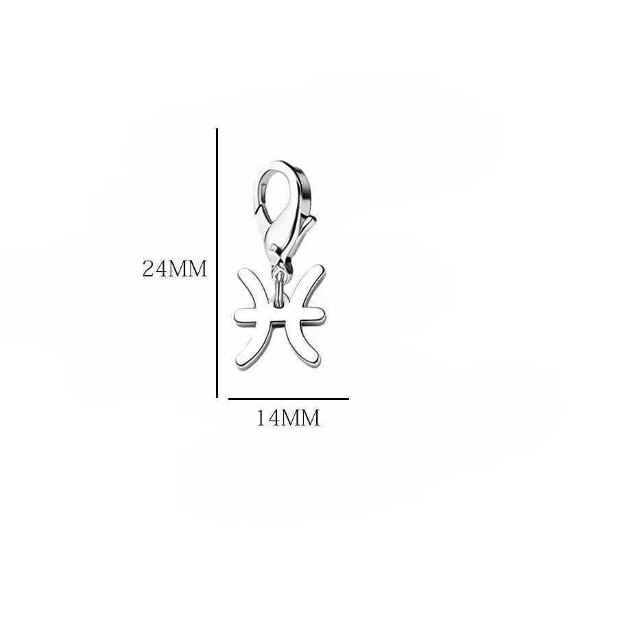 Wholesale Casual Stainless Steel Zodiac Pendant Charms with Lobster Clasp for DIY Jewelry Bracelets Necklaces,  Gift Idea