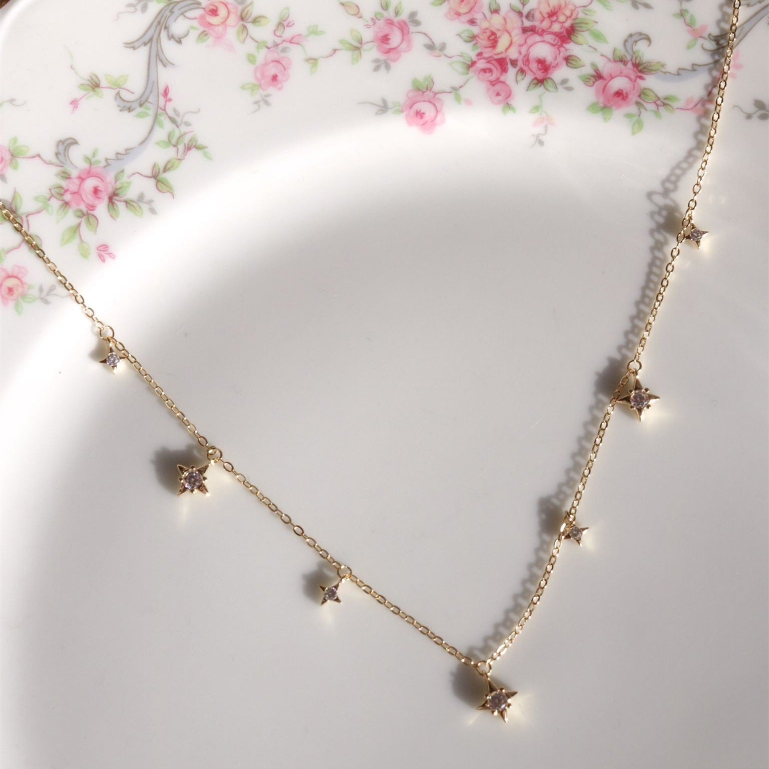 Wholesale Shining Star Party Star and Moon Zircon Necklace