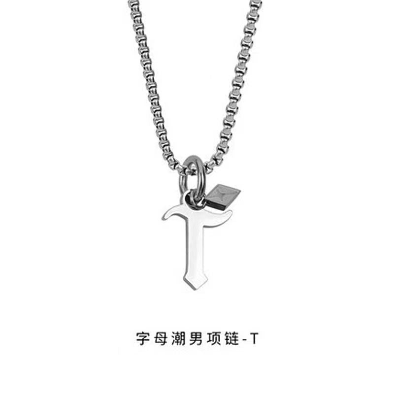 Wholesale Men's 26 Alphabet Titanium Steel Necklace