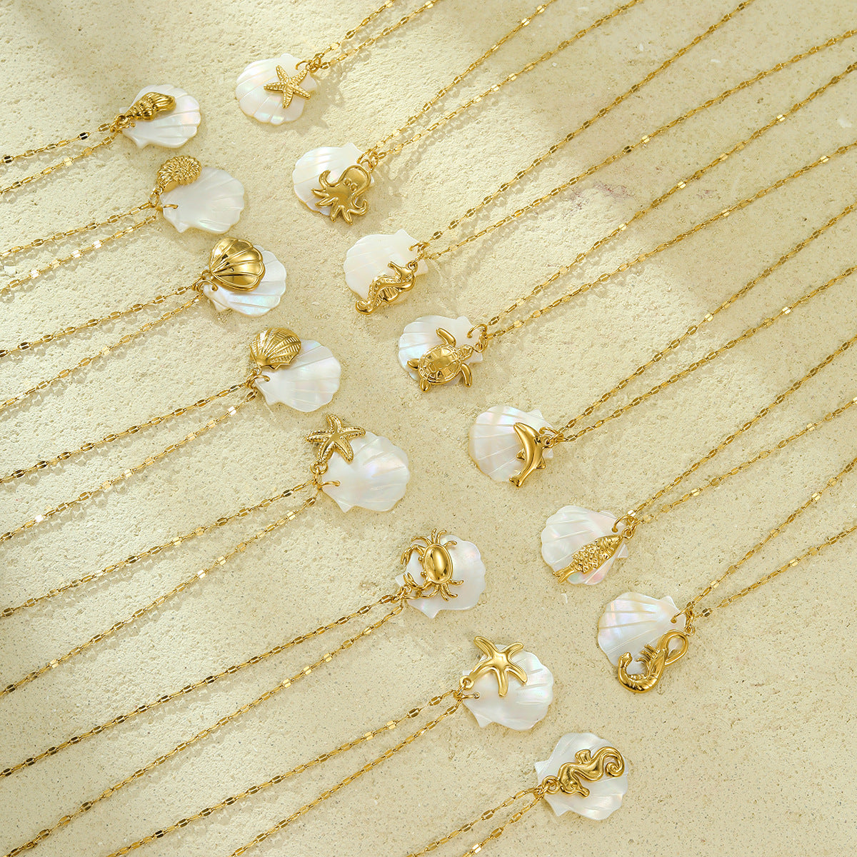 Wholesale  Stainless steel Shell Beach Wind Ocean Series Pendant Necklace