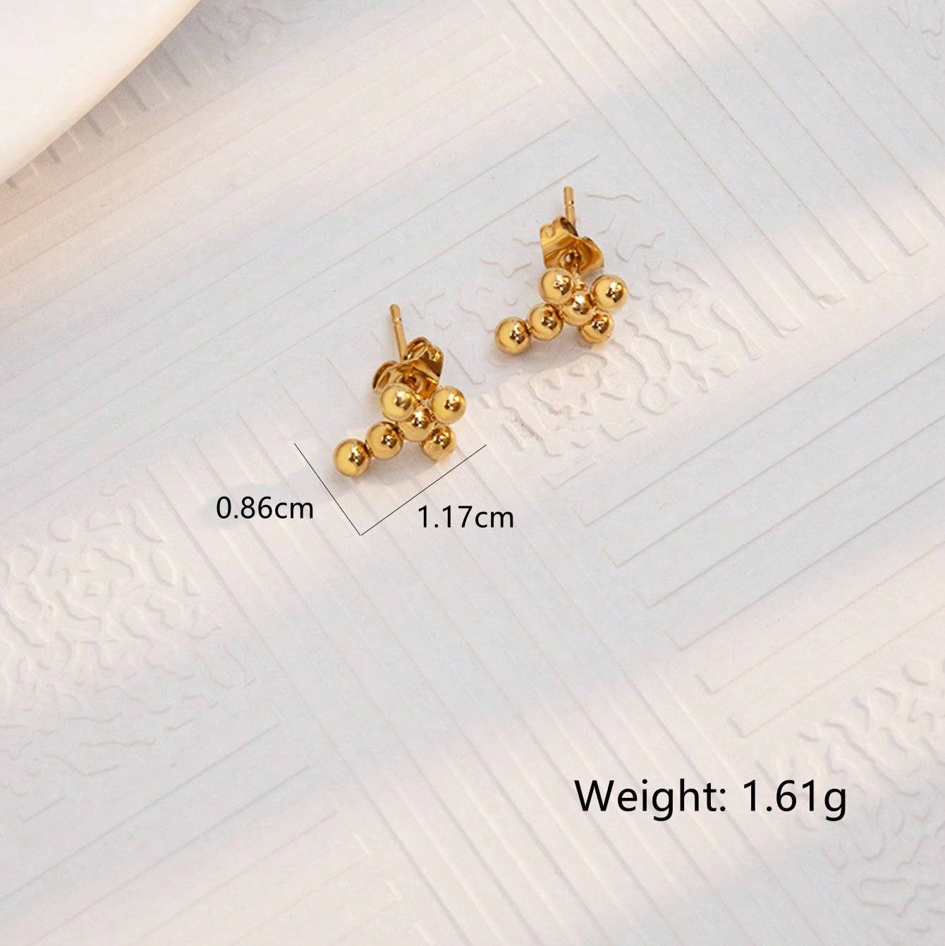 Wholesale stainless steel earrings 18K gold love flowers geometric gold beads earrings