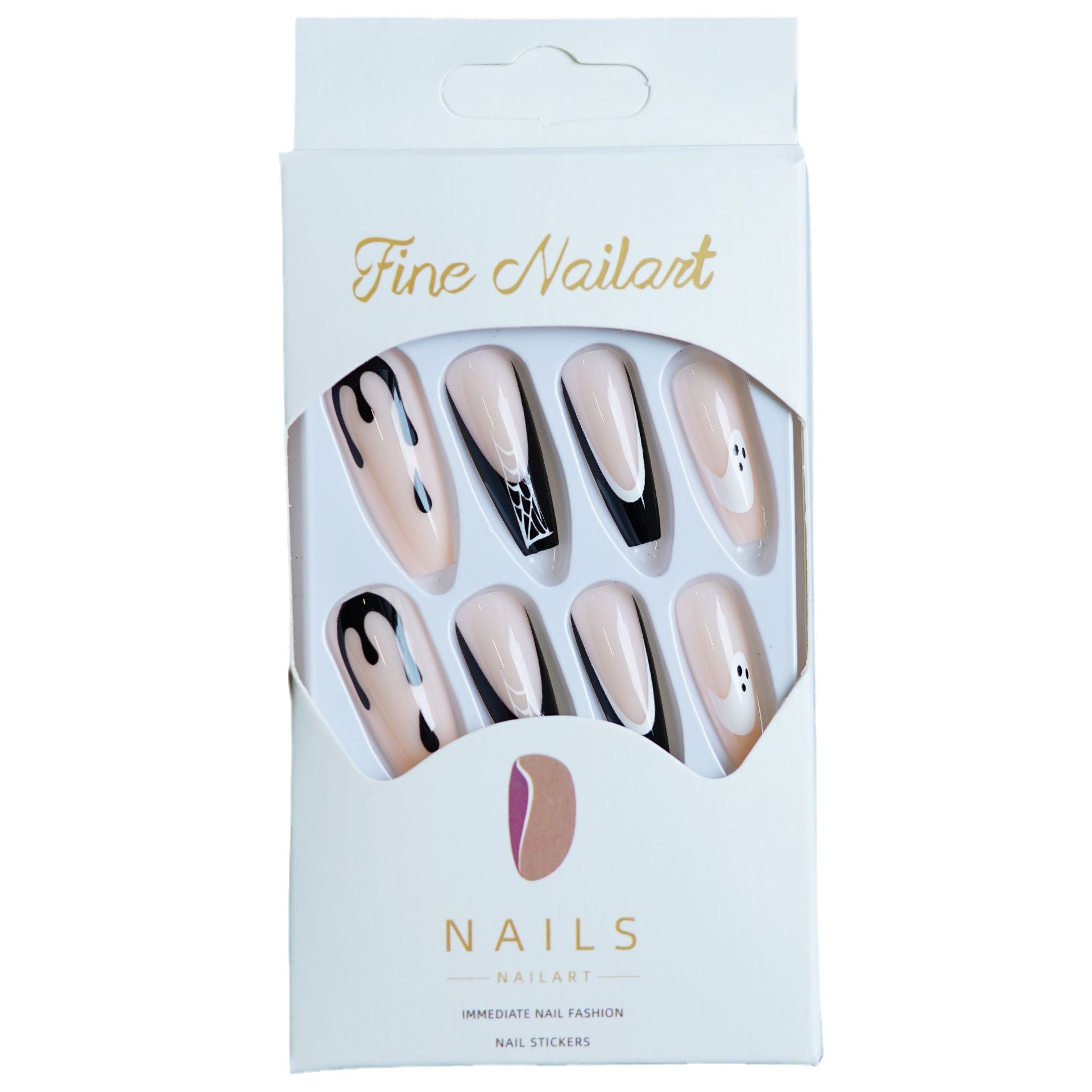 Wholesale 24 Pieces/ box  Black Ghost Nails Kits Nail Stickers