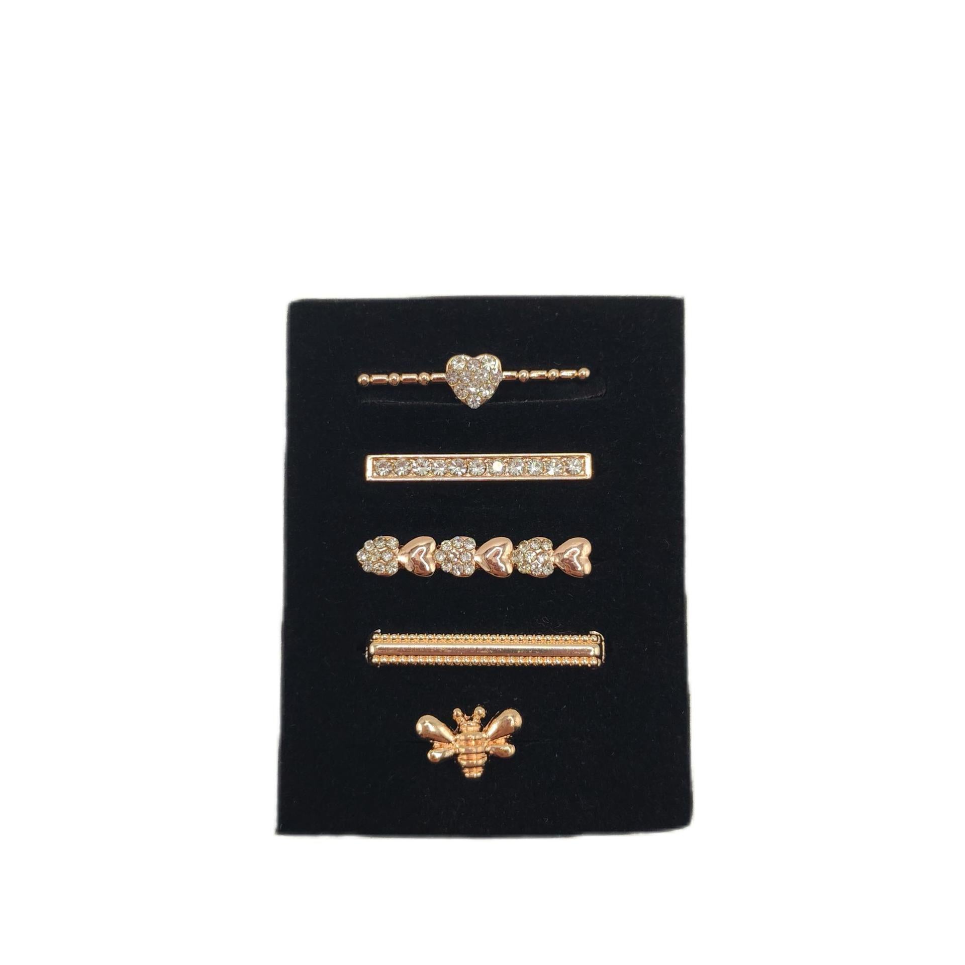 Wholesale Bee Rhinestone Five Piece Watch Band Charm Set For Silicone Band Gold Alloy Fashion Accessory
