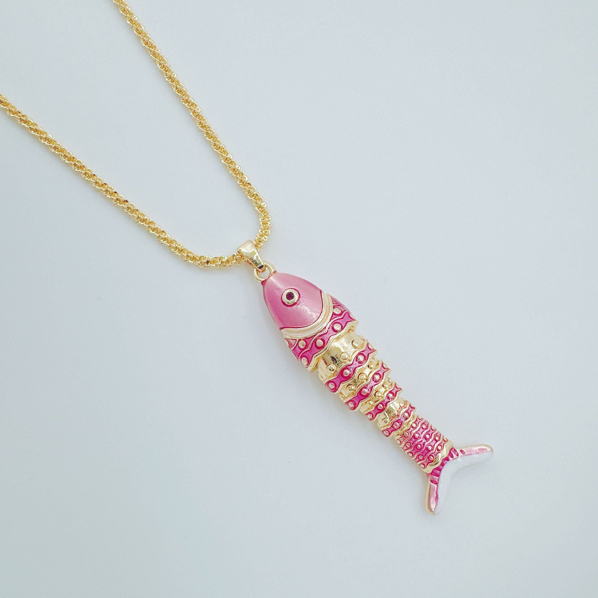 Wholesale Ocean Series 3D Koi Fish Pendant Necklace Copper Electroplated Fashion Accessory Gift