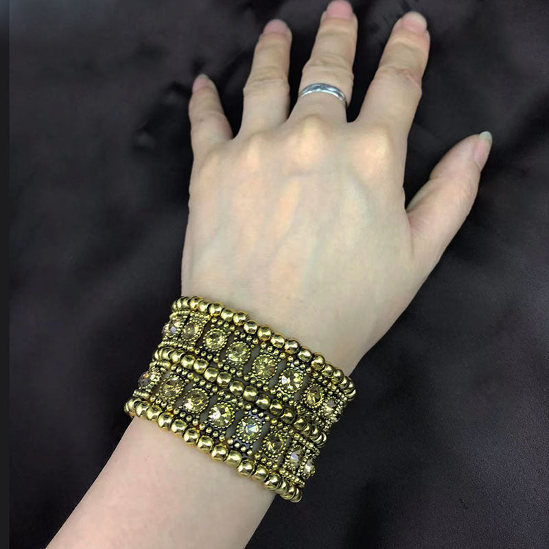 Wholesale Retro Punk Style Full of Rhinestones Elastic Bracelet