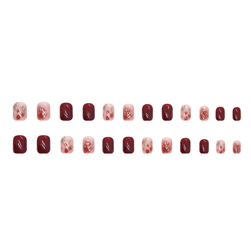 Wholesale  24 Pieces/box Rose Red Nails Kits Nail Stickers