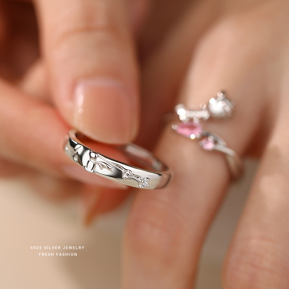 Wholesale Prince and Rose Couple S925 Sterling Silver Ring