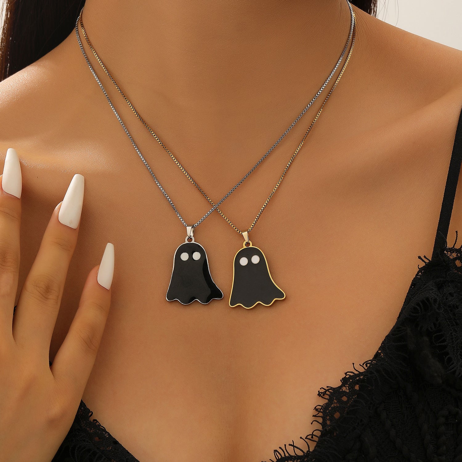 Wholesale Stainless Steel  Ghost Pendant Necklace for Couples Trendy Jewelry Accessory