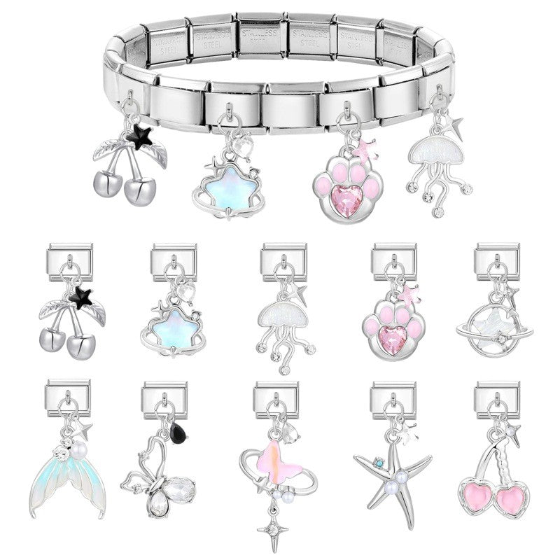 Wholesale Italian Charm Bracelet 9mm DIY Splicing Cute Creative Pendant Stainless Steel Composable Bracelet