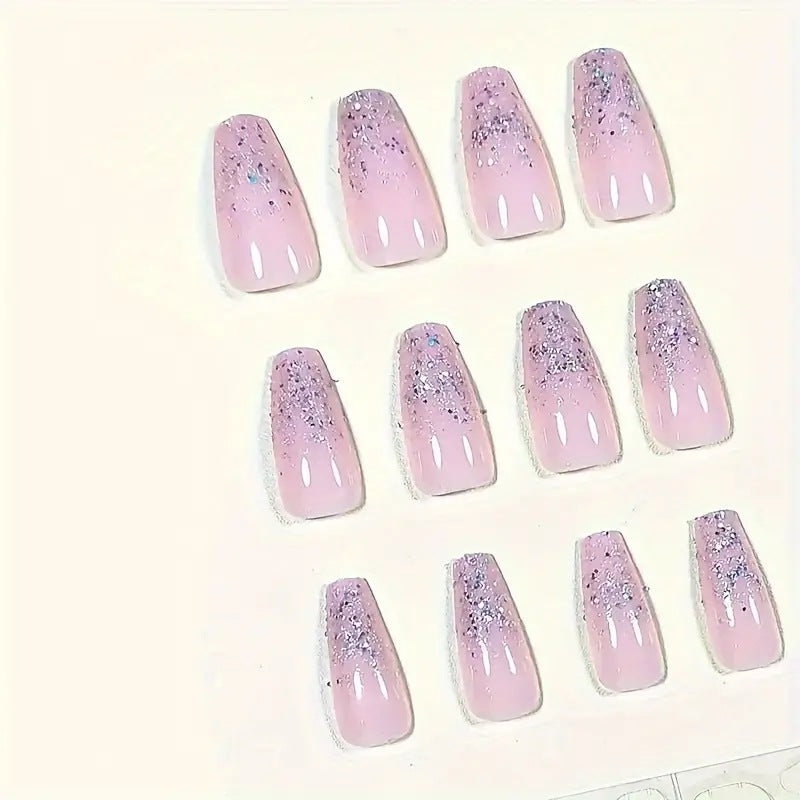 Wholesale 24 Pieces/box Flash Pink Nails Kits Nail Stickers