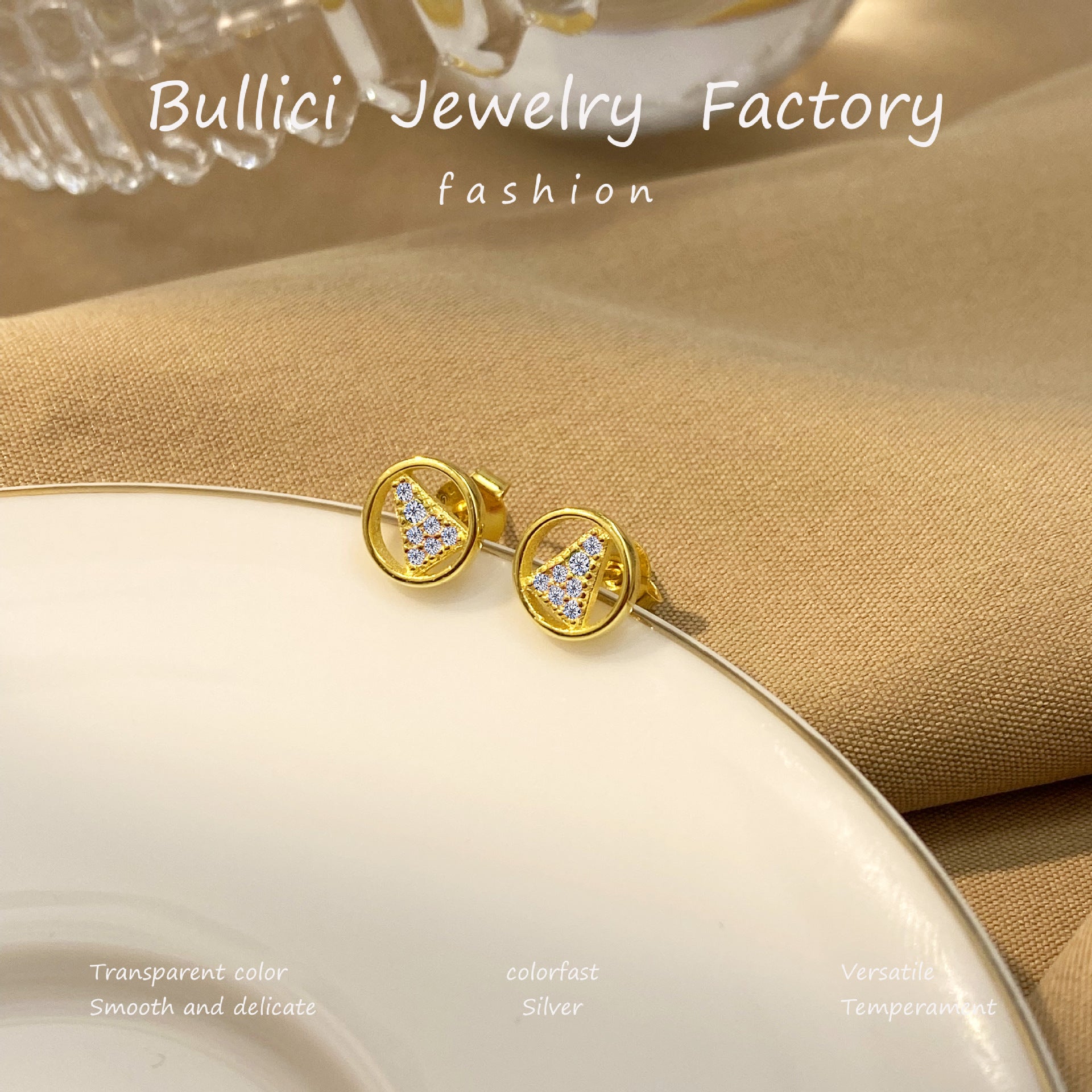 Wholesale S925 Sterling Silver Earrings Girls Ring Inner Triangle Earrings