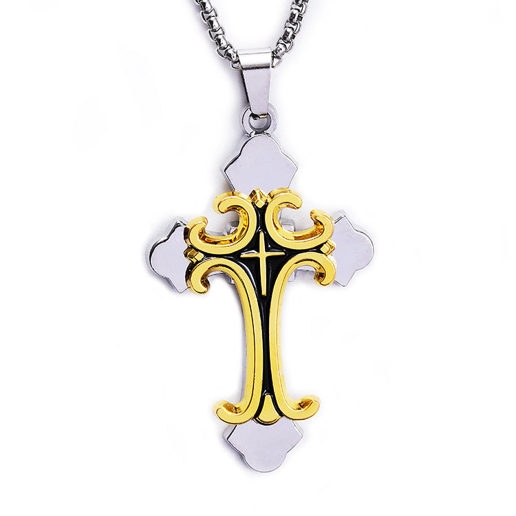 Wholesale Long versatile titanium steel cross sweater chain