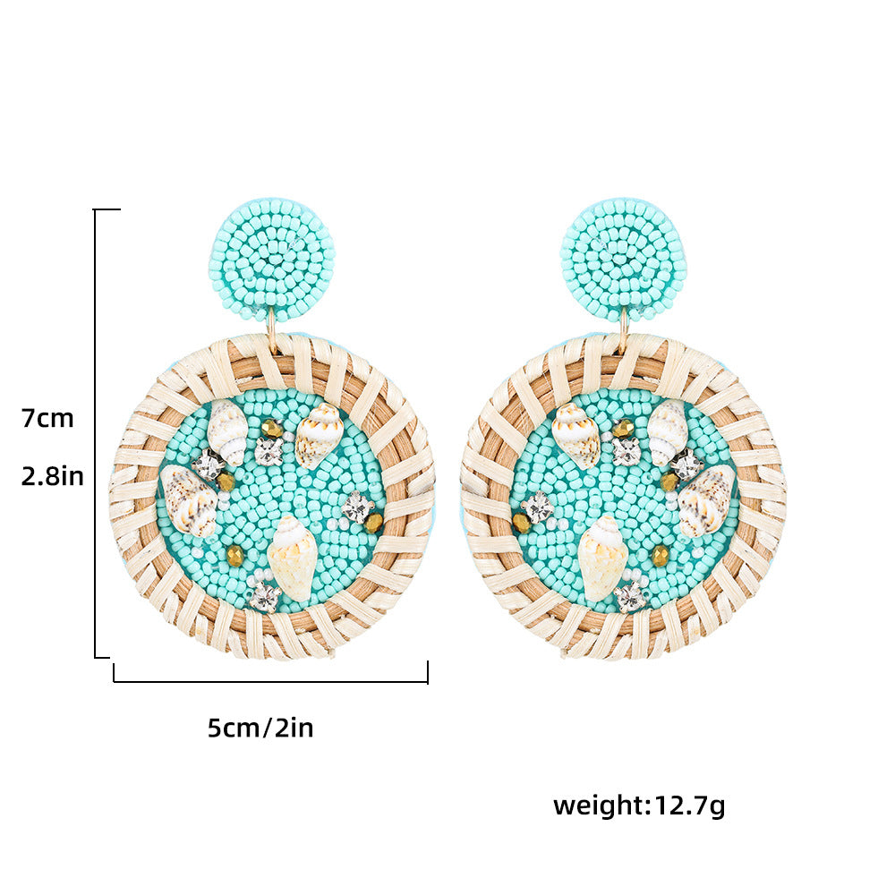 Wholesale Marine Animal  Starfish Shell Color Rice Beads Large Earrings