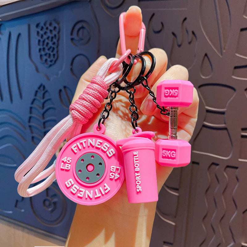 Wholesale Creative sports barbell keychains