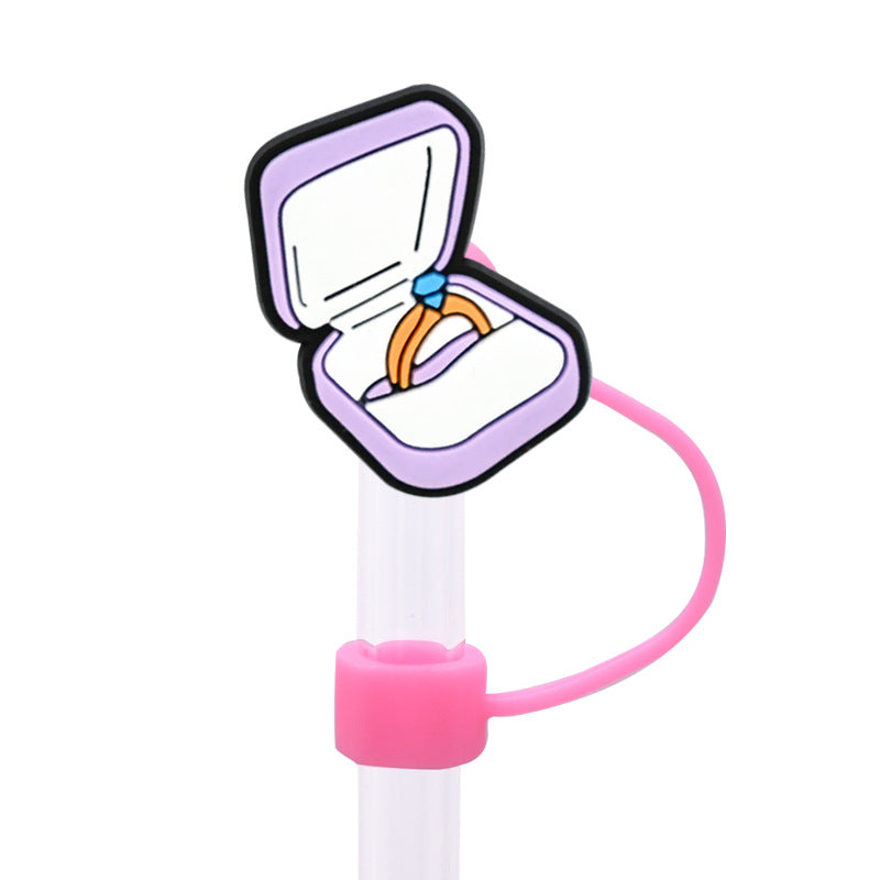 Wholesale Random 100pcs Valentine's Day Series Straw Cover 10MM Straw Tube Cap