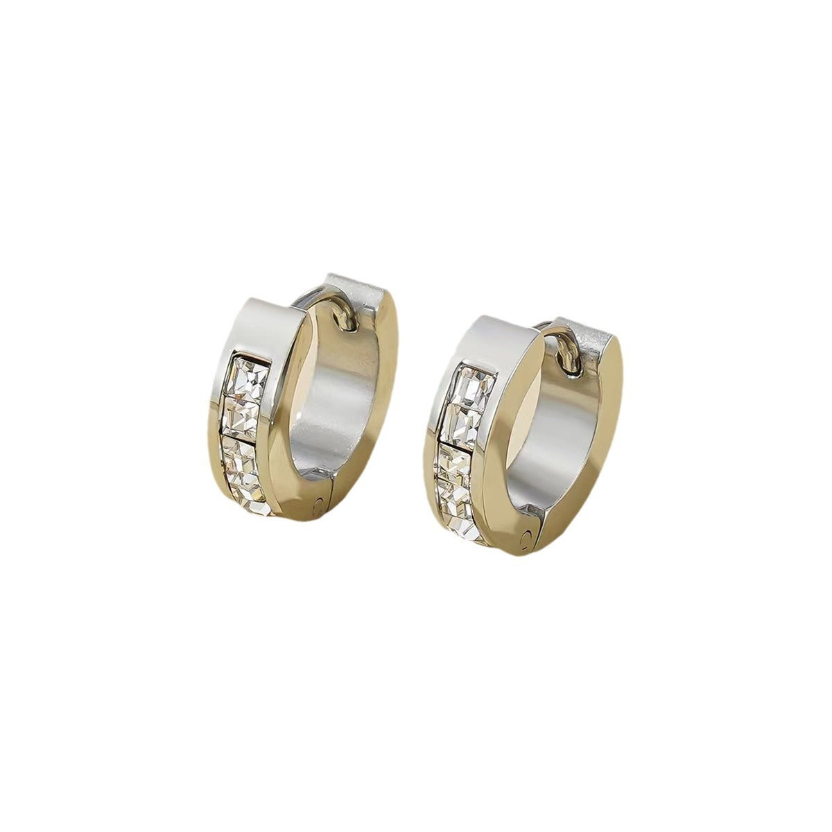 Wholesale Titanium Steel Small Square Diamond Ear Buckle Earrings