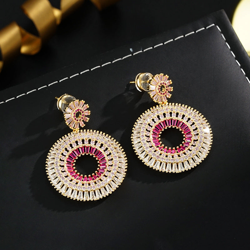 Wholesale  Fashion Elegant Zircon Gradient Female Earrings