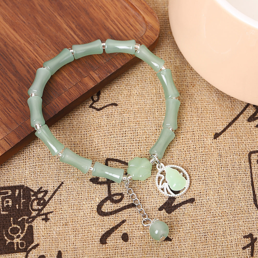 Wholesale Chinese Retro Bamboo Section Bracelet Green Elastic Rope Women S Beaded Jewelry Accessory For Everyday Wear And Gift