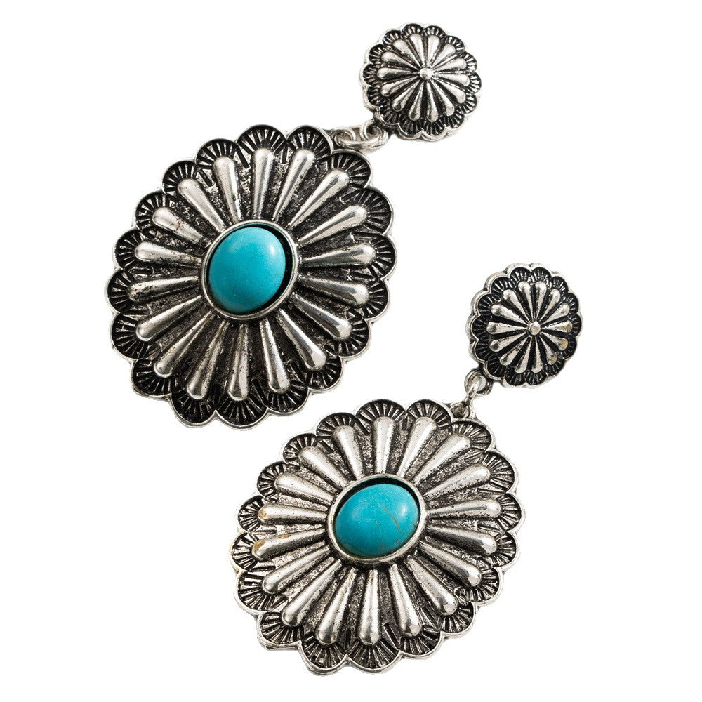 Wholesale Bohemian Resort Style Turquoise Teardrop Earrings