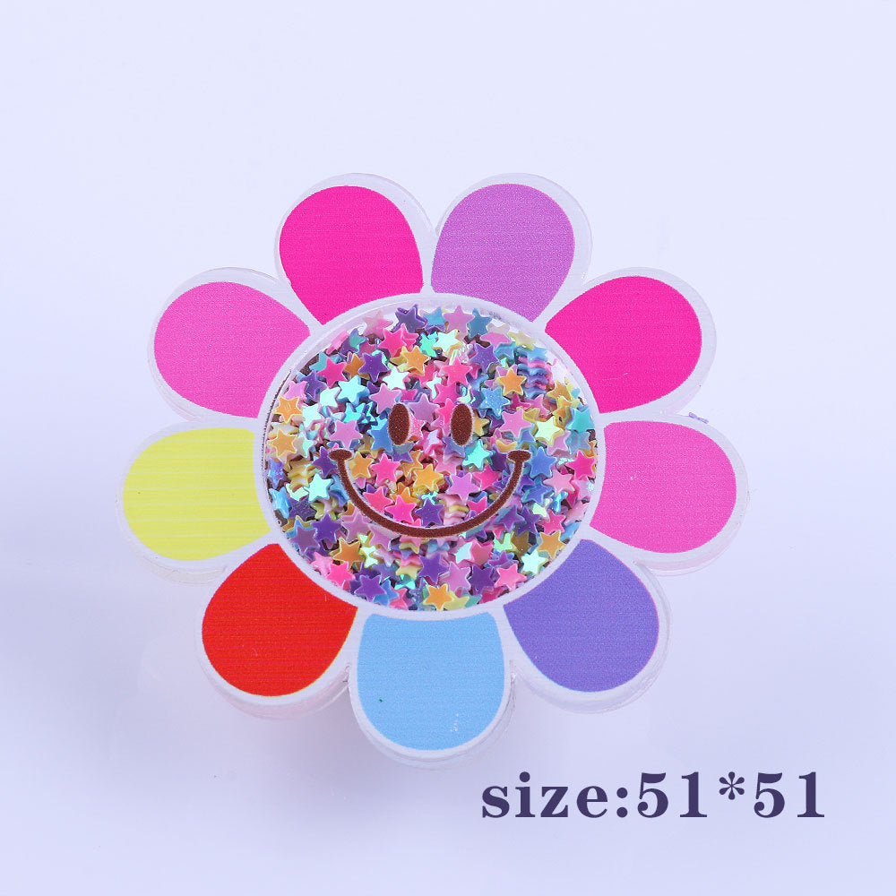 Wholesale 10pcs DIY Flatback Cartoon Acrylic Flatback Badge Reels Retractable Keychain DIY Accessories