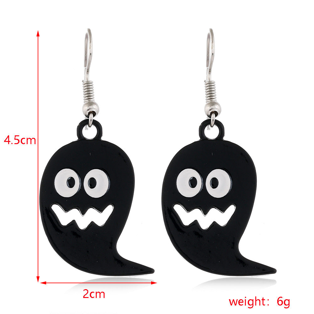 Wholesale horror funny skull  pumpkin alloy oil drop earrings