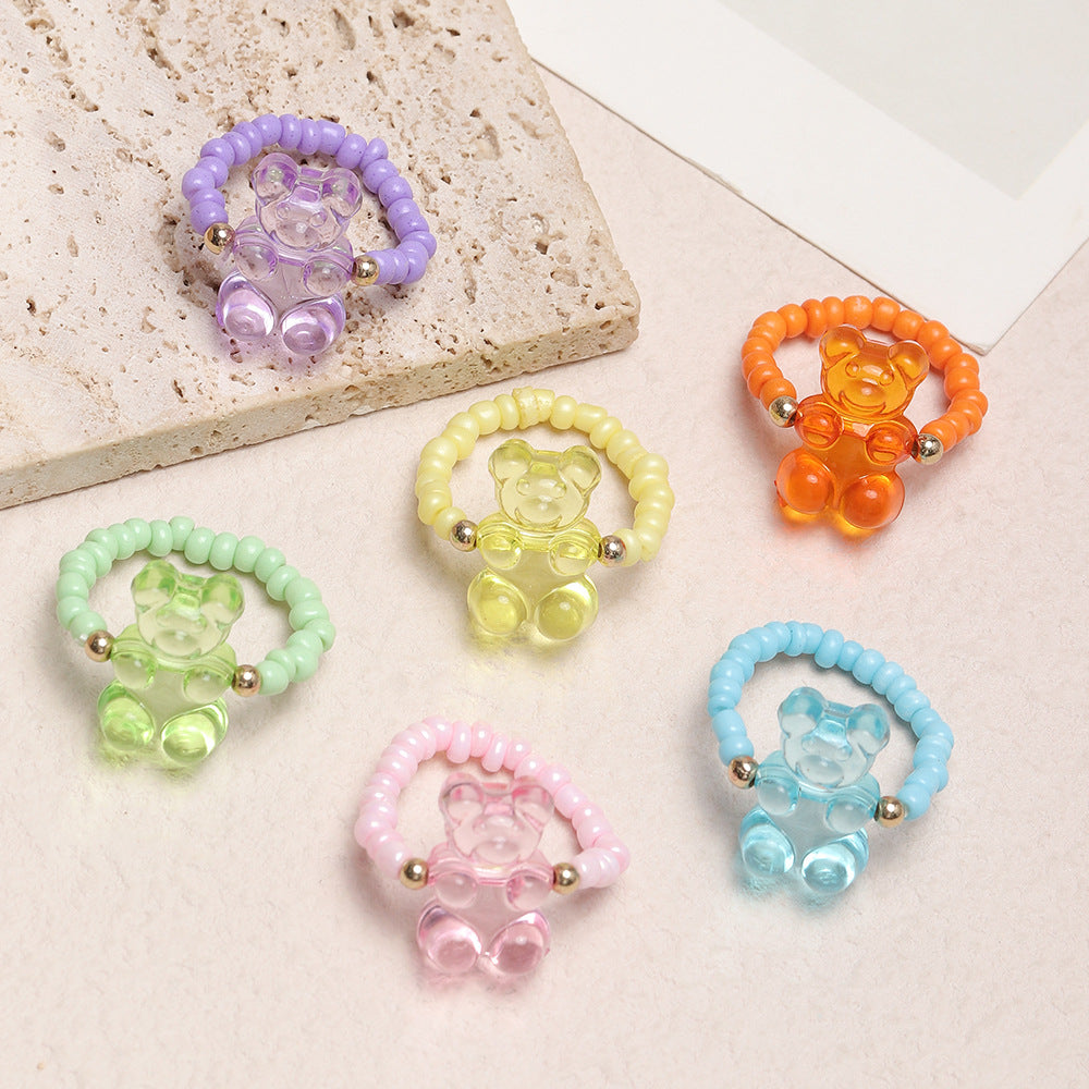 Wholesale Resin Bear Rings ( 6-pack)