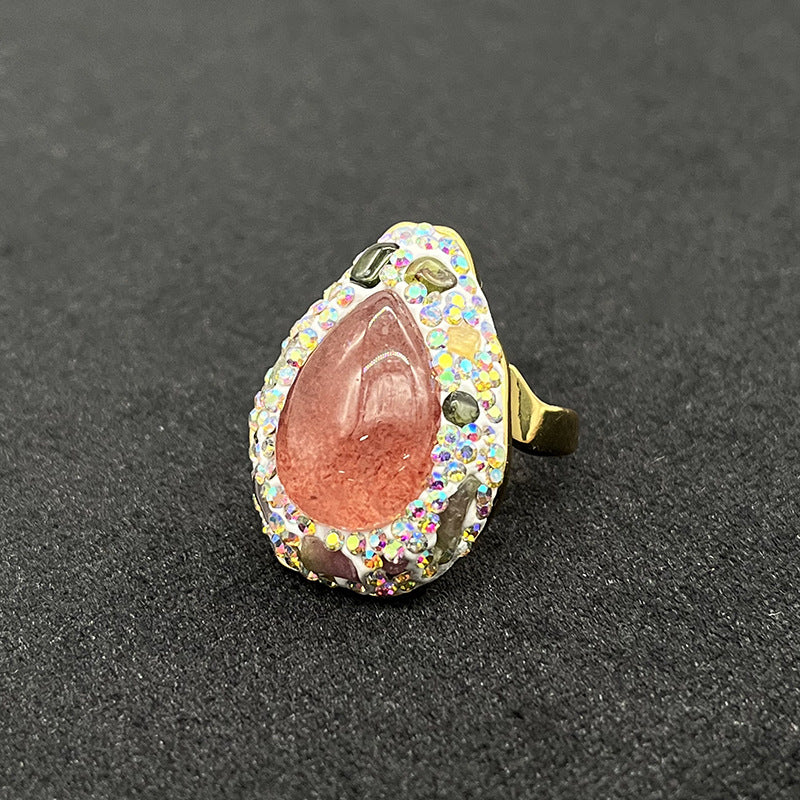 Wholesale  baroque pearl glitter ring  open ring