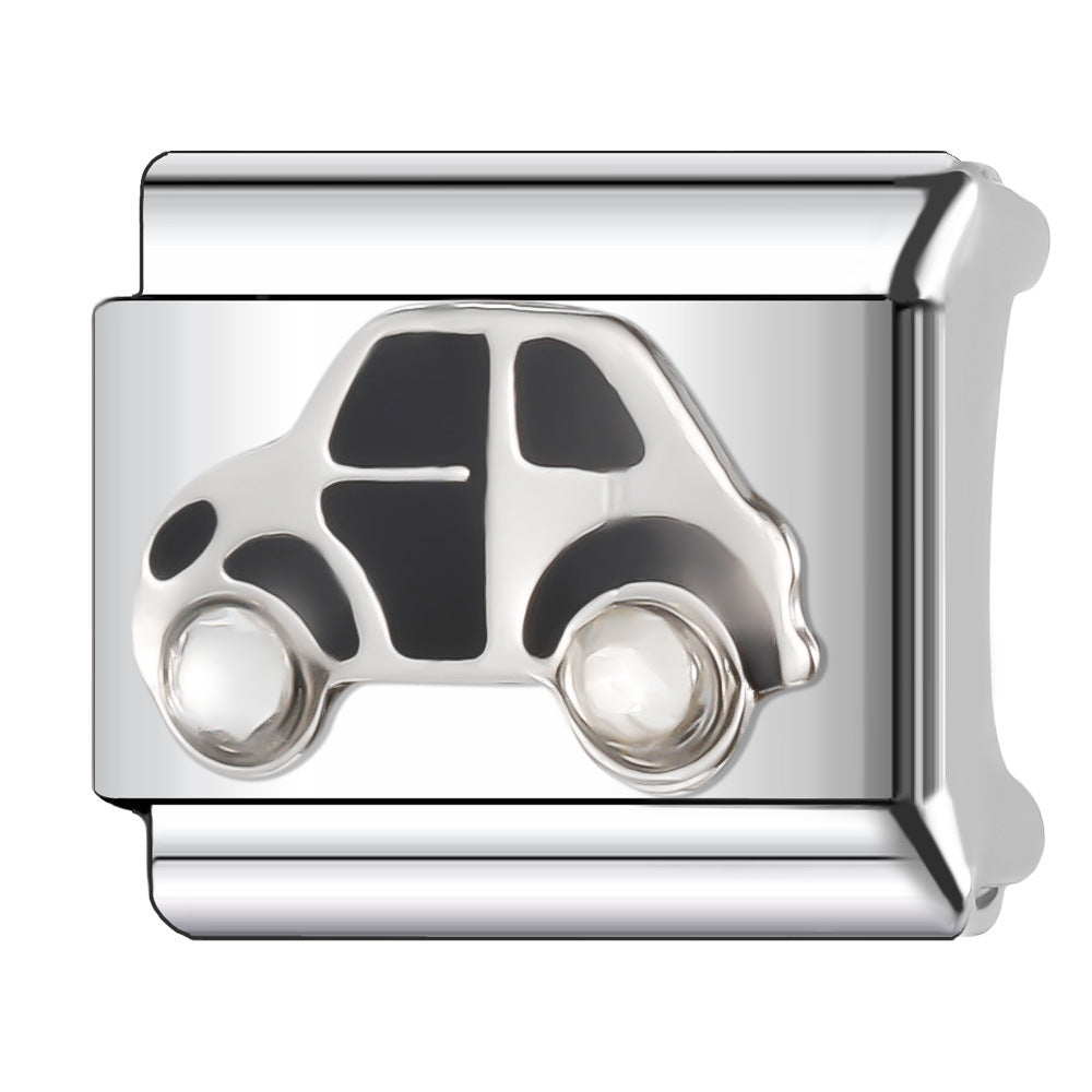 Bracelet de charme italien en gros de 9 mm Série d'avion à boule de bricolage Bracelet composable en acier inoxydable