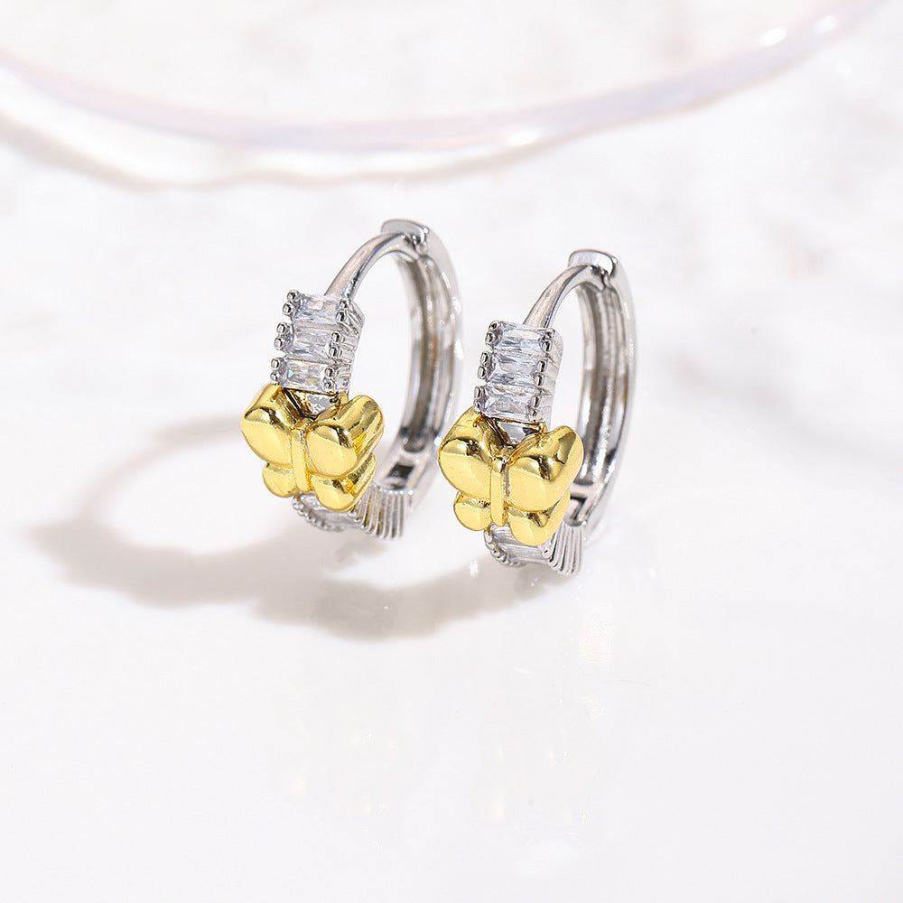 Wholesale  Two-Color Butterfly Heart Five-Pointed Star Cross Four-Leaf Clover Earrings