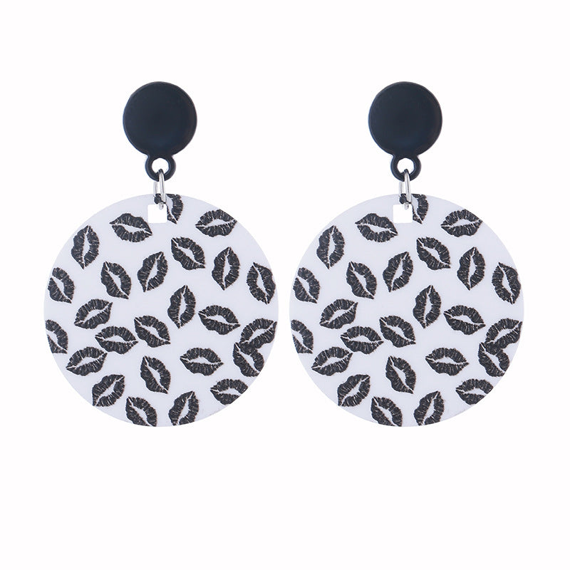 Wholesale Exaggerated Polka Dot Black and White Polka Dot Acrylic Earrings