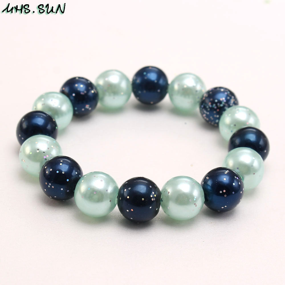 Wholesale Glitter Pink Acrylic Pearl Children's Bracelet ACC-BT-NiJia001