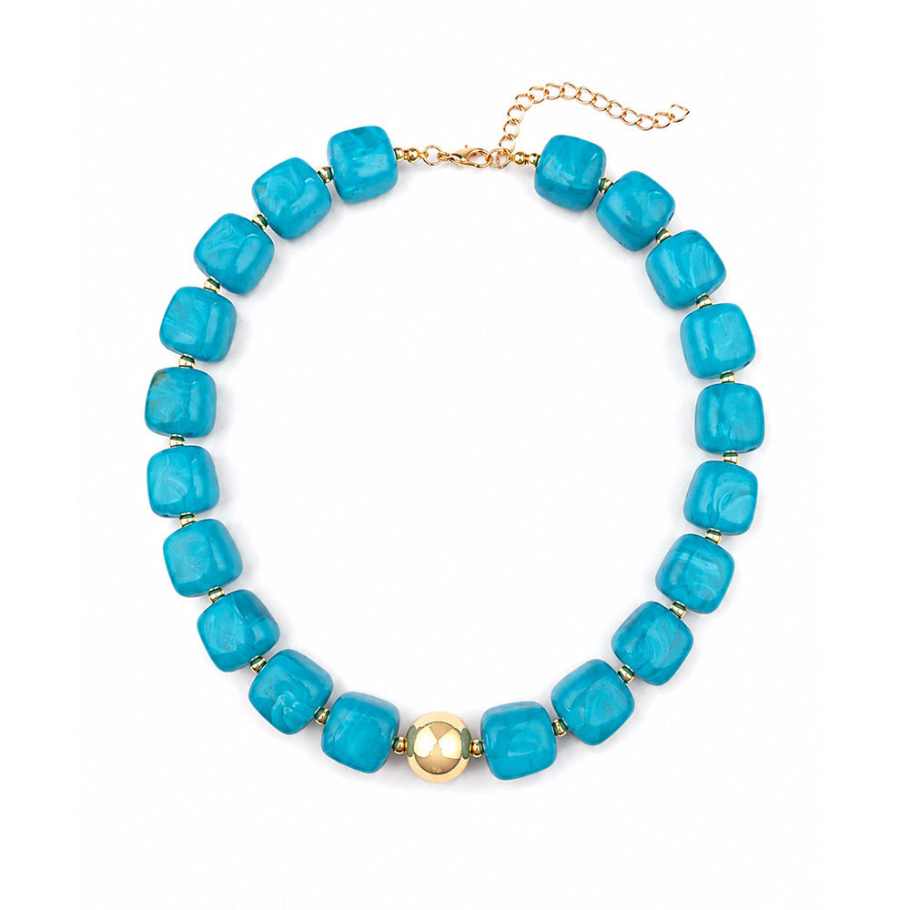Wholesale Sweet Style Colorful Sugar Cube Acrylic Beaded Necklace Handmade Jewelry