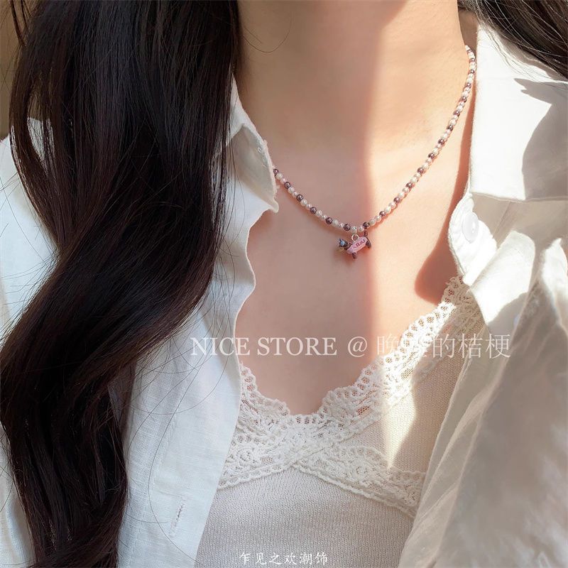 Wholesale  Pink Sausage Puppy Pearl Necklace