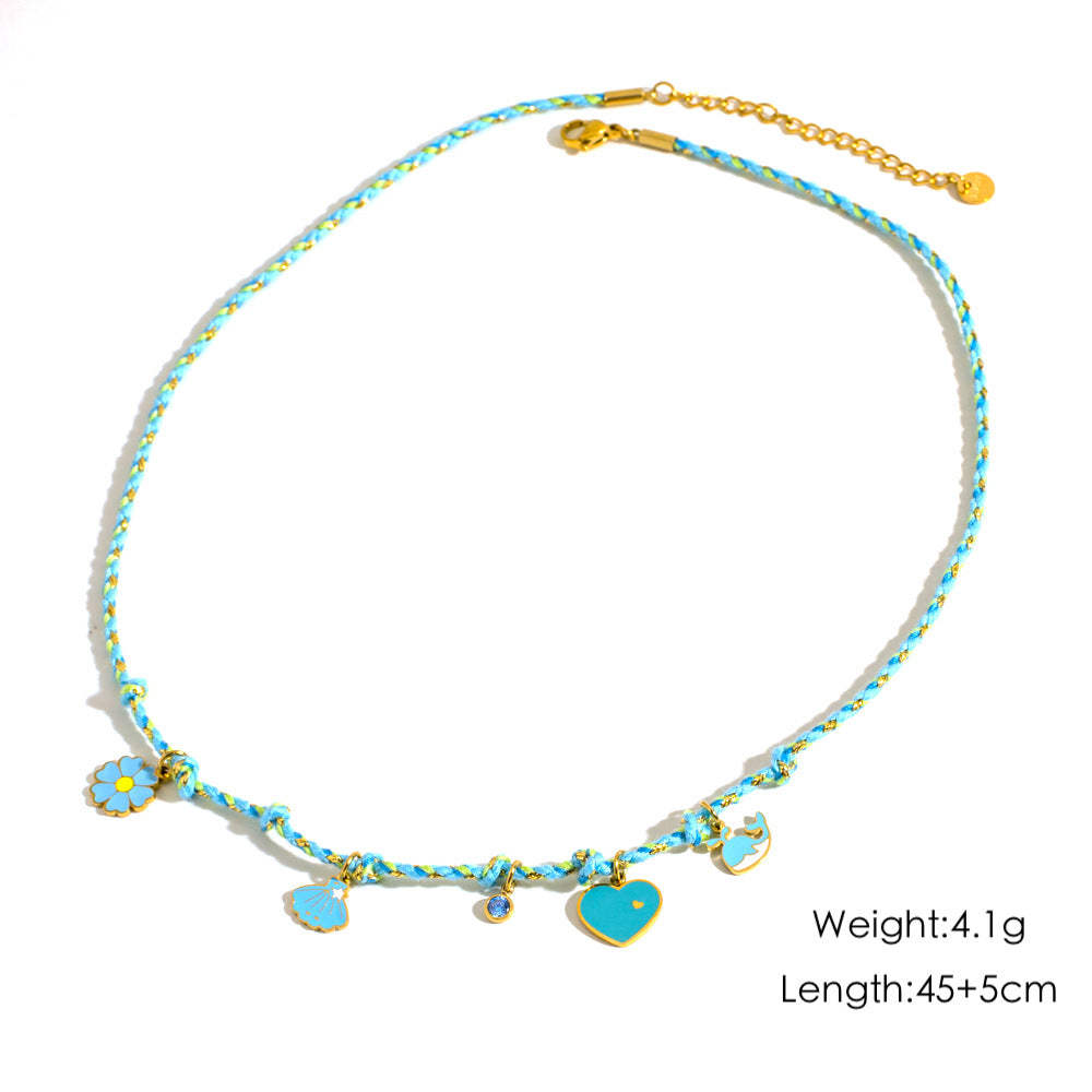 Wholesale retro stainless steel multi pendant ladies necklace