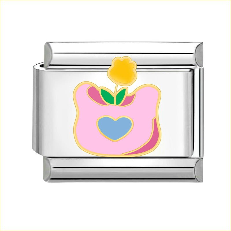 Wholesale Italian Charm Bracelet 9mm DIY Splicing Creative Flower Plant Stainless Steel Composable Bracelet