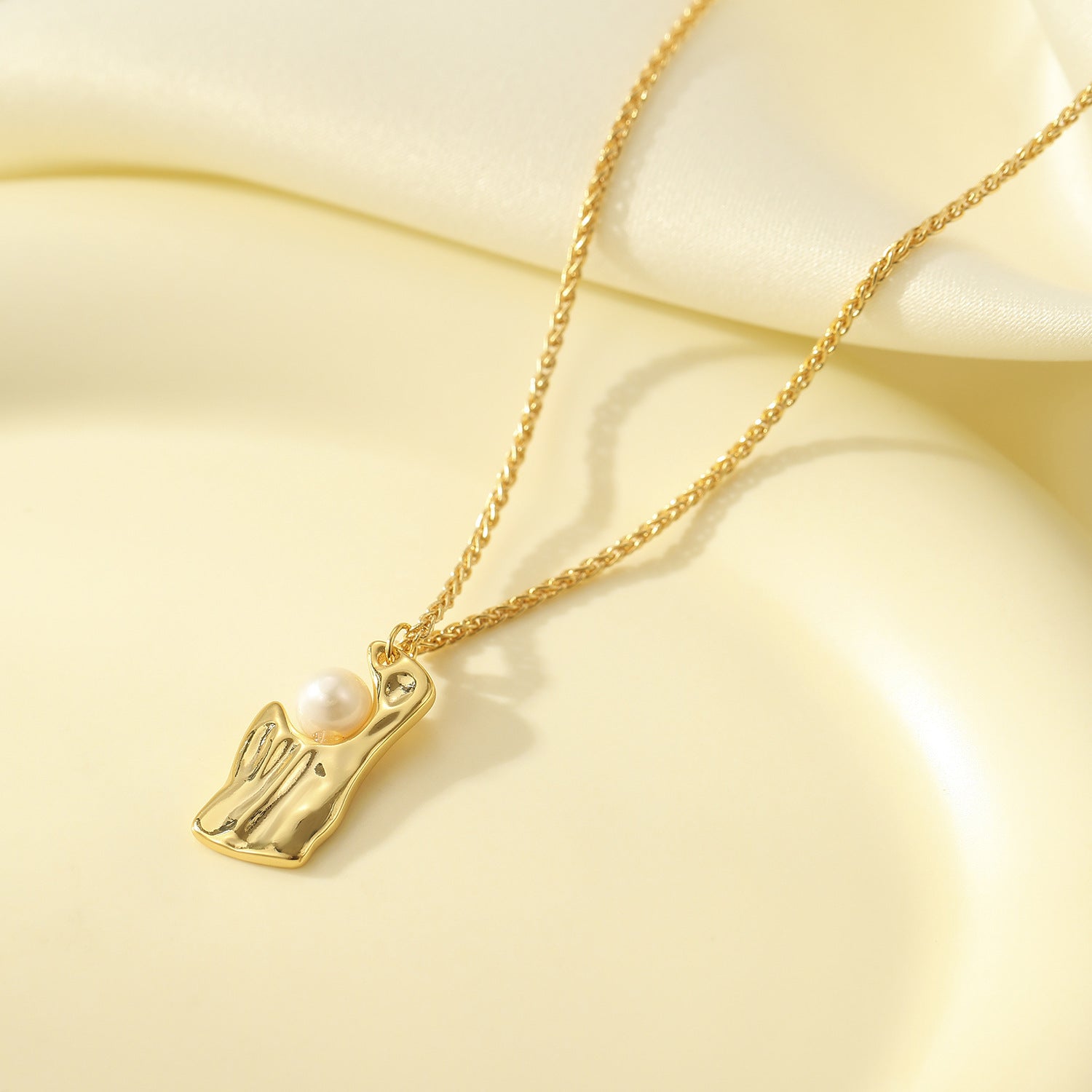 Wholesale  Copper Plated Real Gold Not  Pearl Square Pendant Necklace