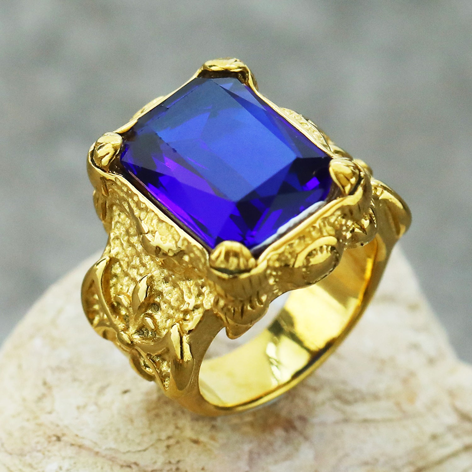 Wholesale Vintage Titanium Steel Ring with Zircon Men’s Rings ACC-RS-Hait006