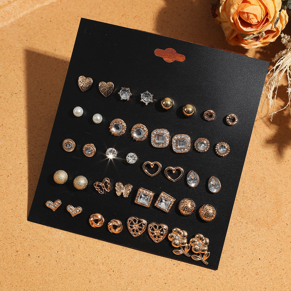 Wholesale All-match white stone earring set