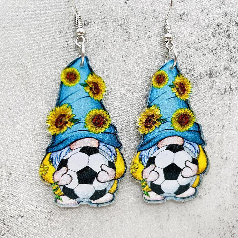 Wholesale  football acrylic earrings lovely U-shaped leopard print earrings